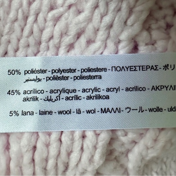 Zara Chunky Cable  Knit Pink Pom Pom Slouchy Sweater Balloon  Sleeves  Med Boho - Picture 10 of 10